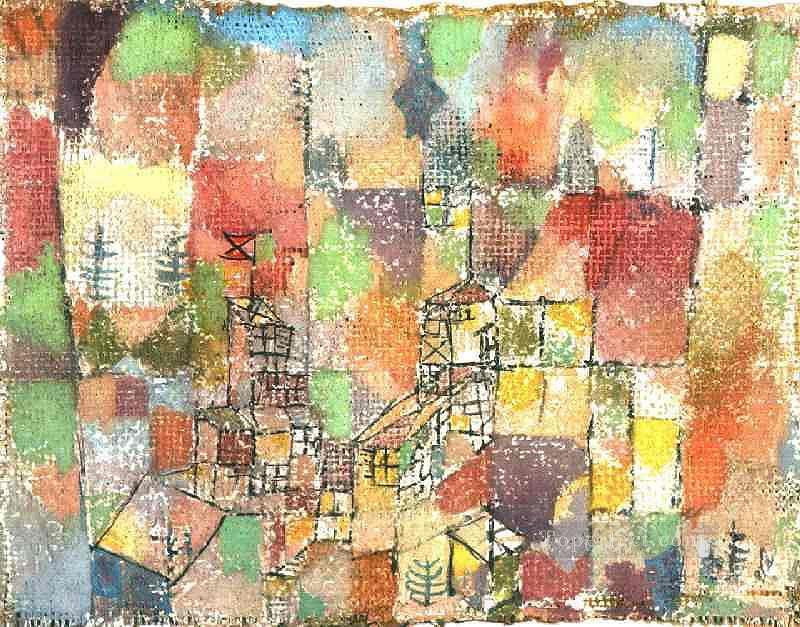 Deux maisons de campagne Paul Klee avec texture Peintures à l'huile